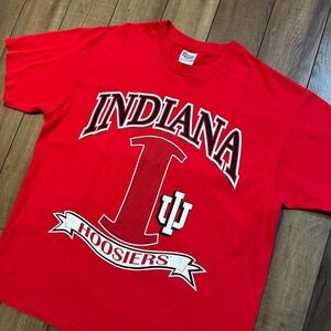 Vintage Indiana Hoosiers T Shirt Men's Size XL Red Single Stitch